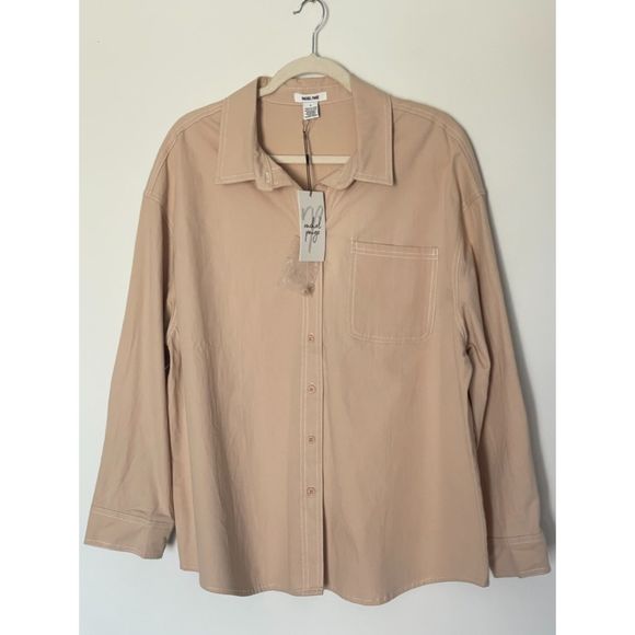 Women's Shirt Shacket Rachel Paige Cotton Classic Neutral Size Large-XL NEW nwt - Picture 1 of 15